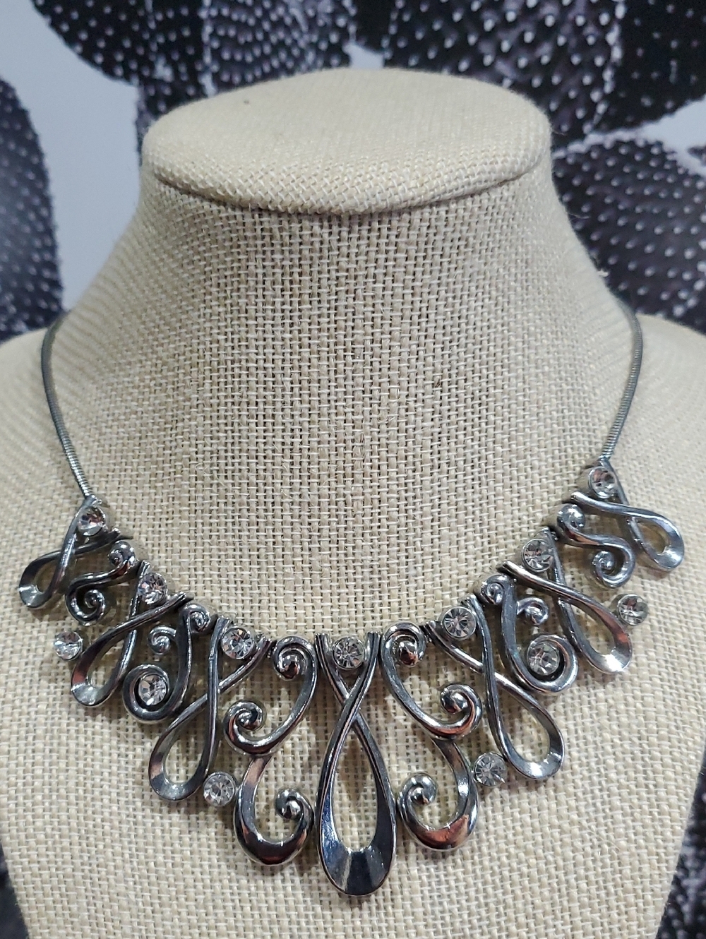 Silver Statement Teardrop Swirl Necklace - Women Jewelry